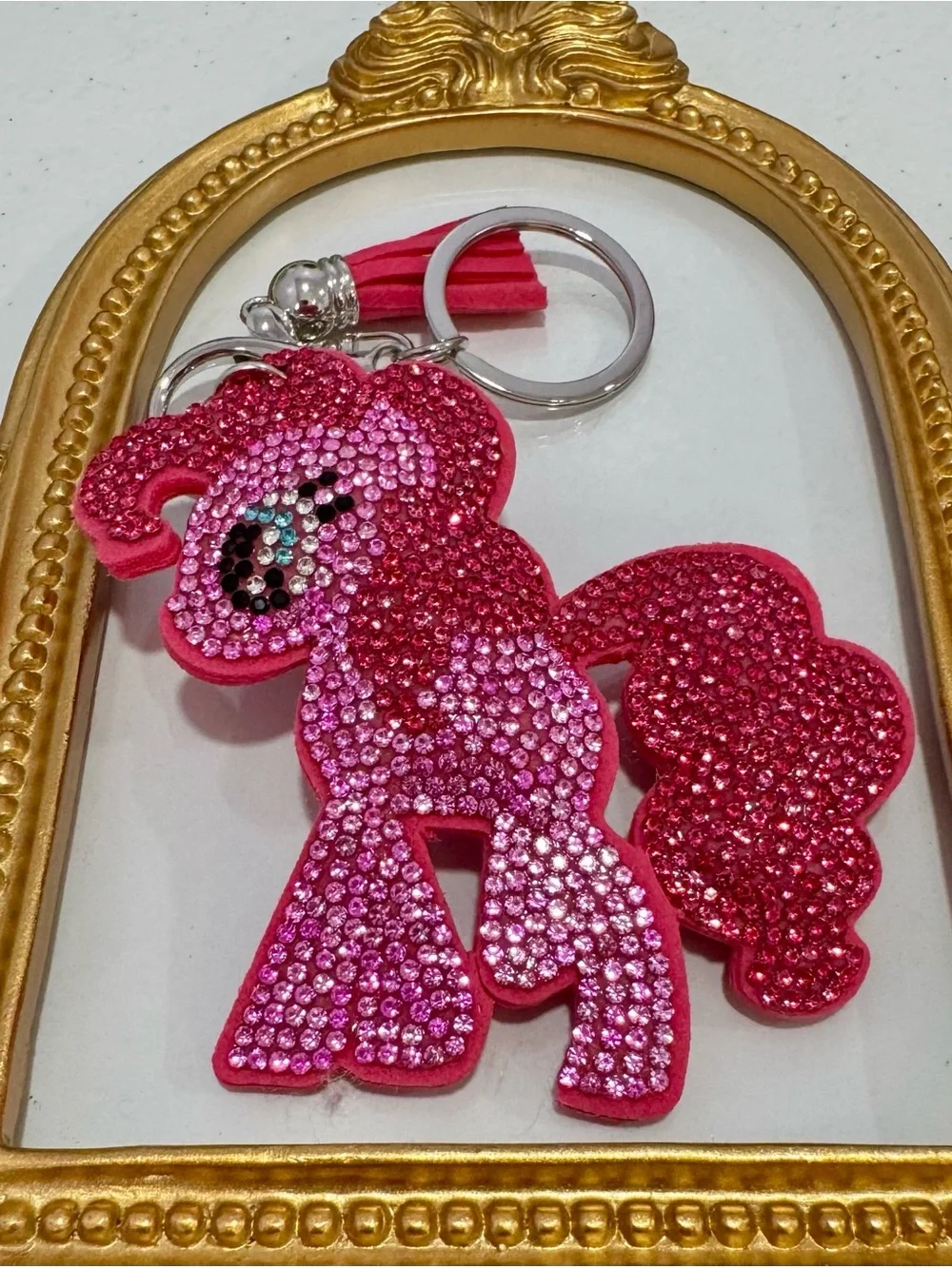New Pink Rhinestone Pony Keychain  Keychain